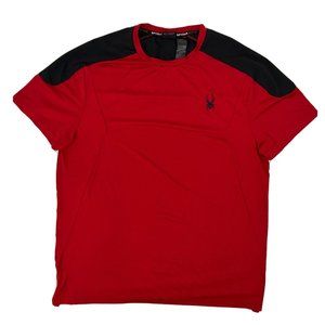 Men's Spyder Active Pro Web Athletic Fit Short Sleeve Crew Neck Shirt Red Large‎
